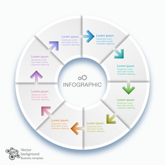 Infographics Vector Arrow Buttons, 8-Step Process