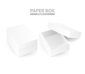 creative paper box set on white background