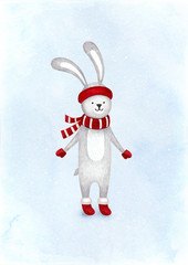 Watercolor illustration of rabbit