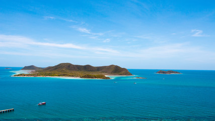Island and blue sea ,sattahip beach in thailand
