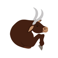 Animal concept represented by bull cartoon icon. isolated and flat illustration 