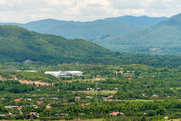 Fototapeta na wymiar top view of country village in the north, Thailand.