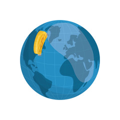 Money and financial item concept represented by coin and planet icon. isolated and flat illustration 