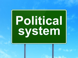 Political concept: Political System on road sign background
