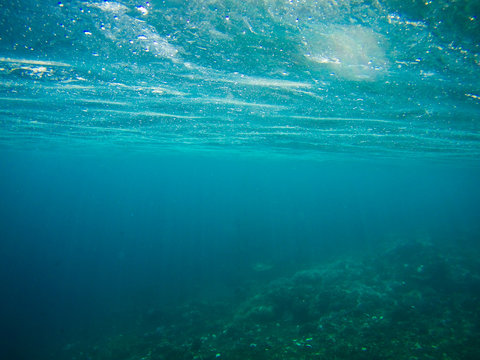  underwater scene with air bubbles under water