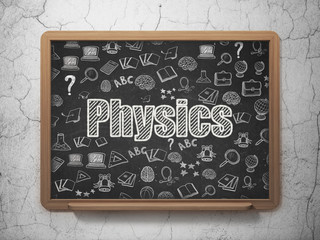 Studying concept: Physics on School board background