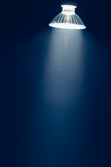 halogen lamp with reflector, blue light in haze