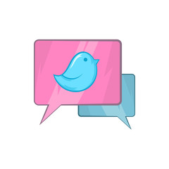 Bird on a speech bubble icon, cartoon style