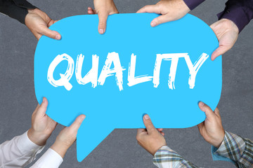 Group of people holding Quality control management success busin