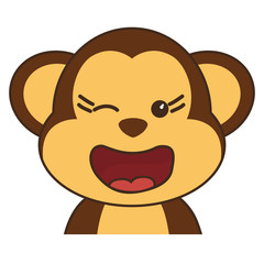 Cute animal concept represented by monkey icon. isolated and flat illustration 