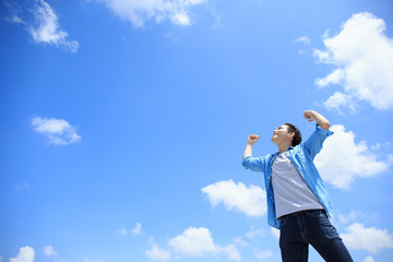 Carefree man feel happy