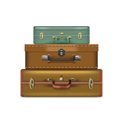 Realistic suitcases isolated on white background. Vector eps 10 format.
