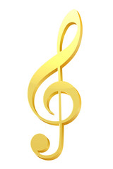 Music key. Illustration of violin music of the golden key on a w