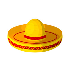Colored Cartoon sombrero on a white background. Isolate. Wide-br