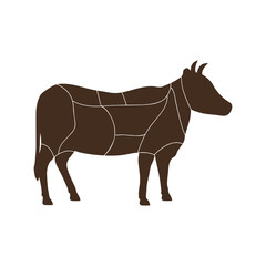 Animal silhouette concept represented by cow icon. isolated and flat illustration 