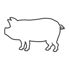 Animal silhouette concept represented by pig icon. isolated and flat illustration 