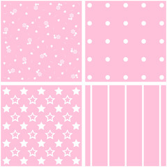 Vector set of 4 pink background patterns.