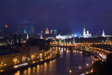 Fototapeta premium The view of the city from a tall building
