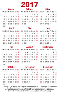 Visitenkarten 2017 Jahreskalender Vorlage