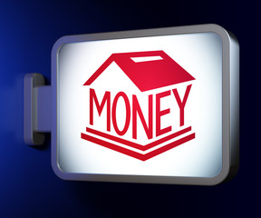 Money concept: Money Box on billboard background