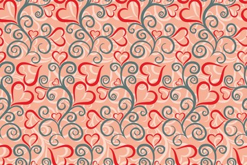 Seamless background with hearts.
