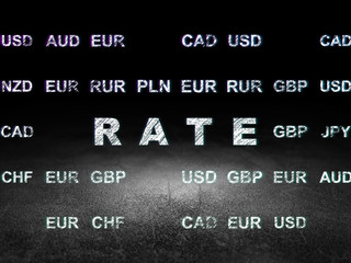 Money concept: Rate in grunge dark room