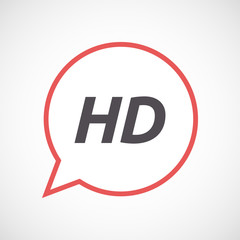 Isolated comic balloon icon with    the text HD