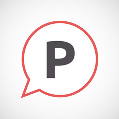 Isolated comic balloon icon with    the letter P