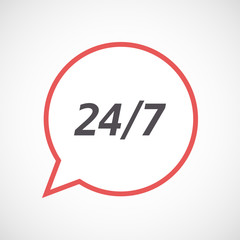 Isolated comic balloon icon with    the text 24/7