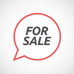 Isolated comic balloon icon with    the text FOR SALE