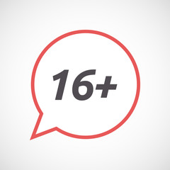 Isolated comic balloon icon with    the text 16+
