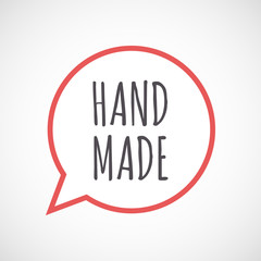 Isolated comic balloon icon with    the text HAND MADE