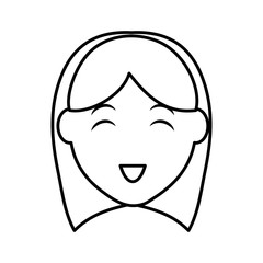 Person concept represented by silhouette of woman head icon. Isolated and Flat illustration