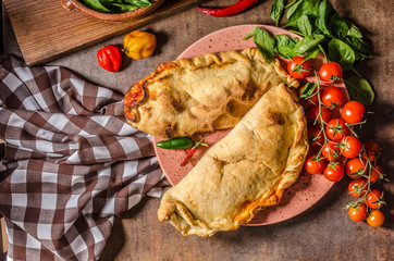 Calzone pizza rustic