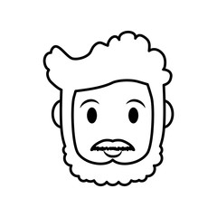 Person concept represented by silhouette of man head icon. Isolated and Flat illustration