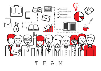 Business People Team - On White Background-Vector Illustration, Graphic Design. Concept For Web,Websites, Print Materials