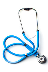 Blue stethoscope isolated on white