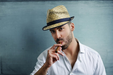Man with cuban cigar