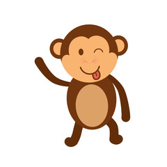 Cute animal concept represented by cartoon monkey icon. Isolated and Flat illustration