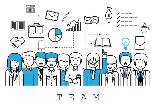 Business People Team-On White Background-Vector Illustration, Graphic Design.Business Concept For Web,Websites,Magazine Page,Print Materials