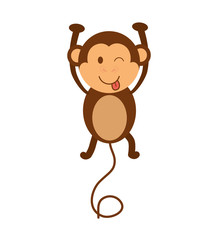 Cute animal concept represented by cartoon monkey icon. Isolated and Flat illustration