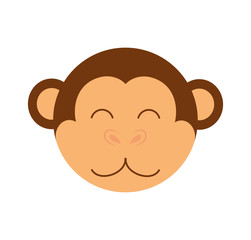 Cute animal concept represented by head of cartoon monkey icon. Isolated and Flat illustration