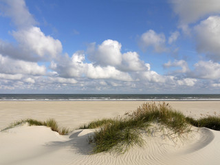 Fototapeta na wymiar Sandstrand und Düne auf der ostfriesischen Insel Juist