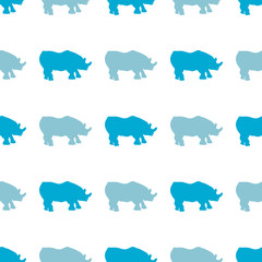 Vector seamless pattern with rhinoceros. Can be used for, wallpaper, pattern fills, web page background, surface textures.