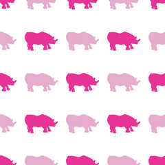 Vector seamless pattern with rhinoceros. Can be used for, wallpaper, pattern fills, web page background, surface textures.