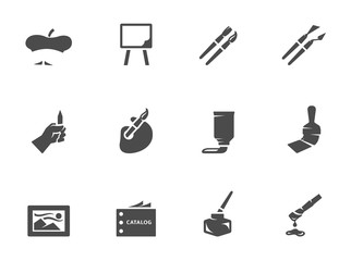 Artist icons in black & white.