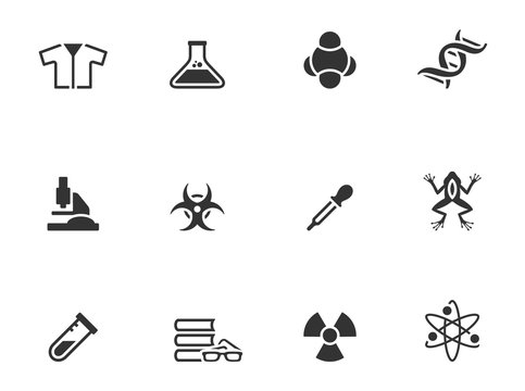 Science icons in single color.