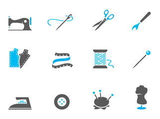 Sewing icons in duo tone colors.