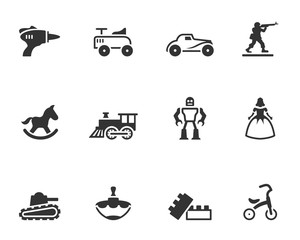 Vintage toy icons in single color.