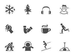 Winter icons in single color.